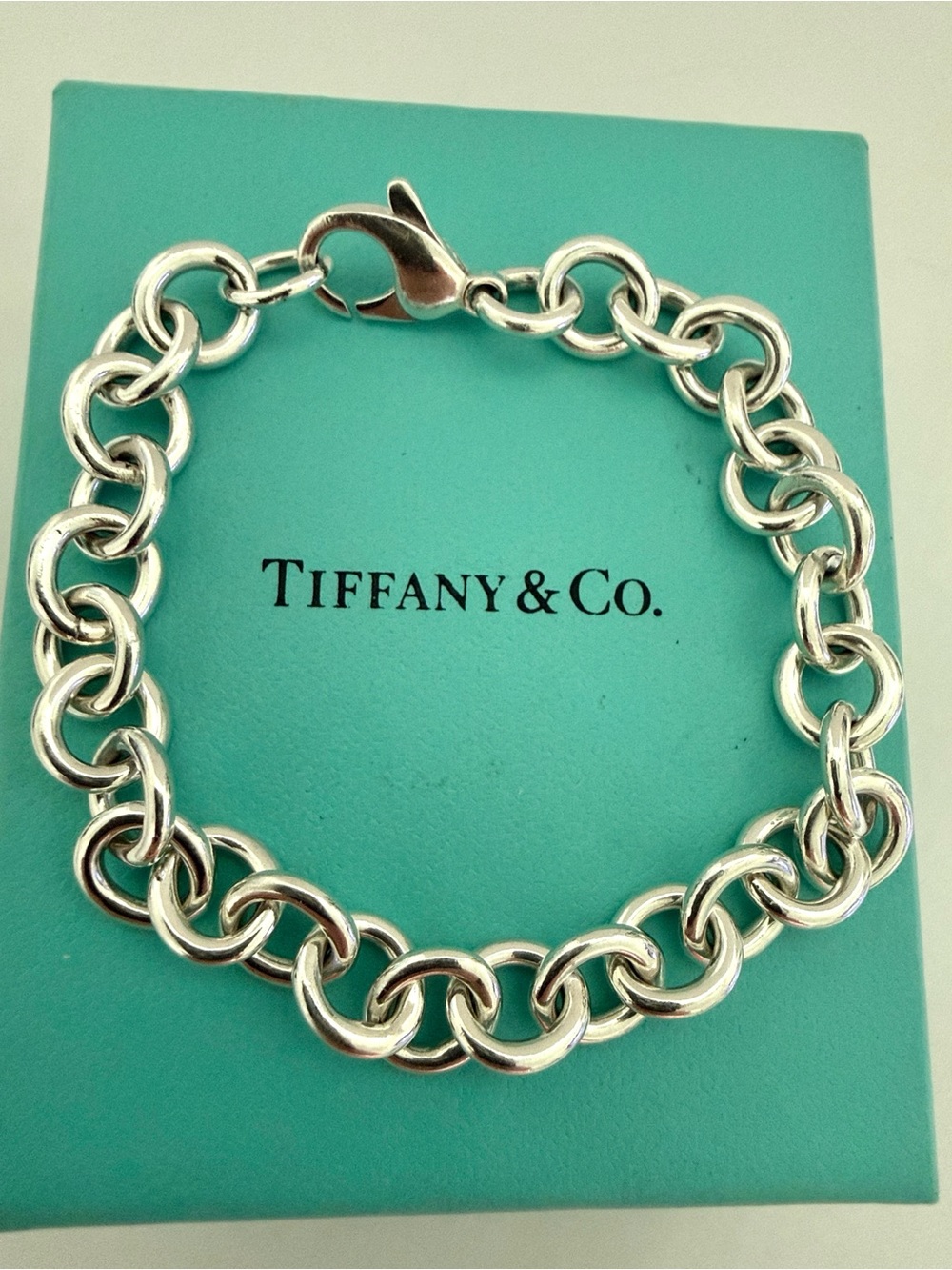 8.25” Tiffany & Co. Rolo Link Chain Bracelet, Sterling Silver